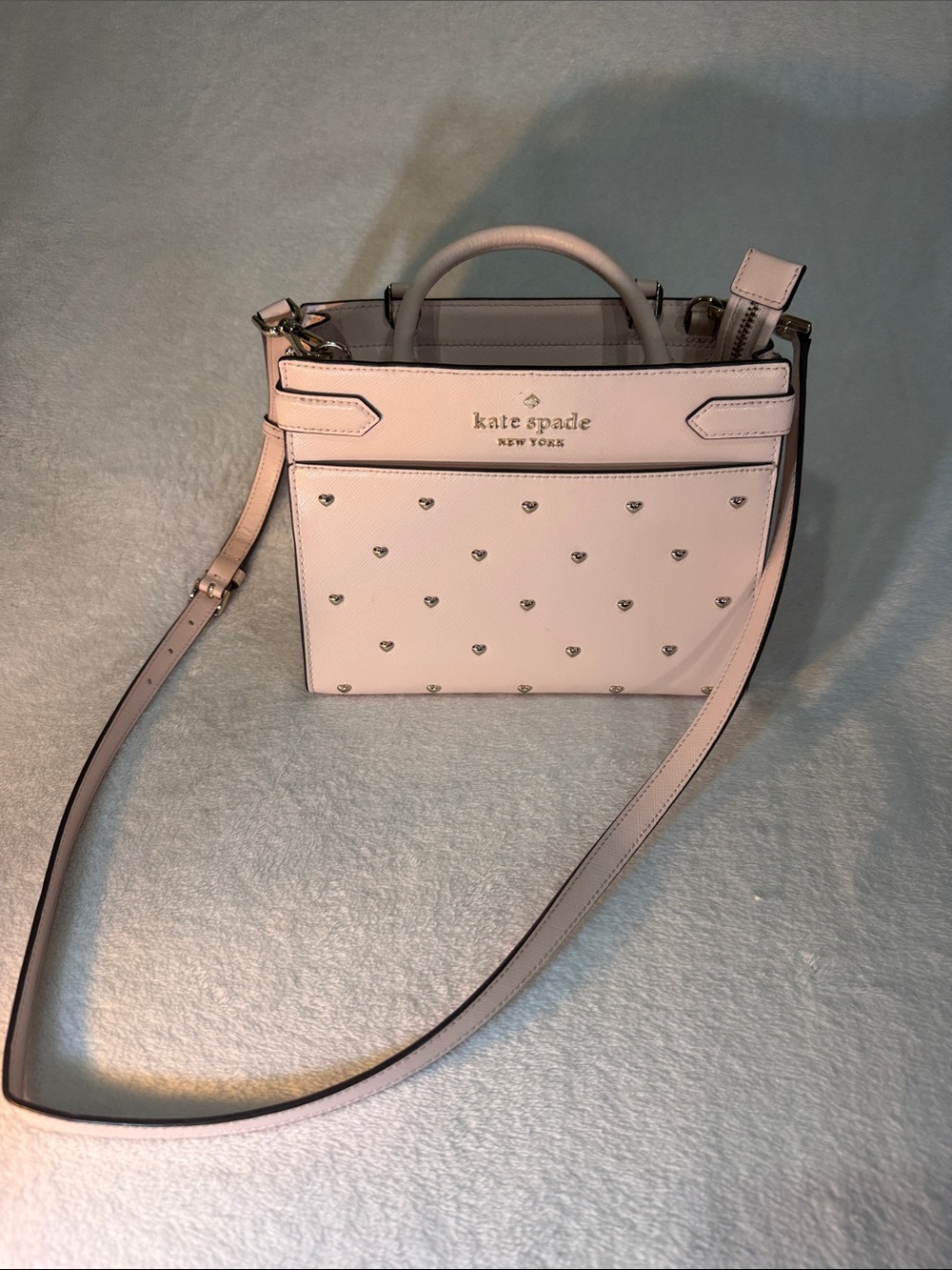 kate spade Pale Pink Mini Satchel with Heart Studs